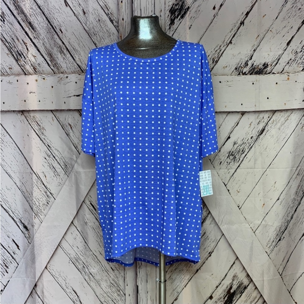 LuLaRoe Irma 2X Blue White Polka Dots New with tags!!